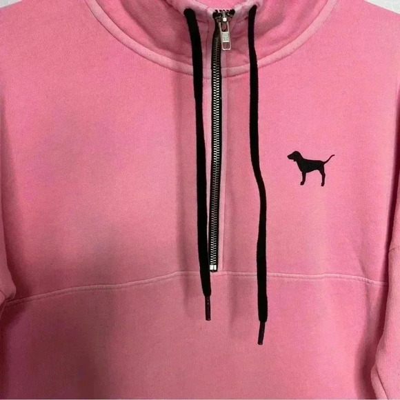 Victoria’s Secret PINK Sweatshirt Half Zip Pink &  Black Size Extra Small - Picture 4 of 16